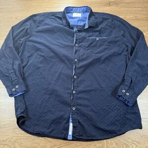Craft + Flow Men's 2XL Navy Arrow Print Long Sleeve Button Down Shirt Casual